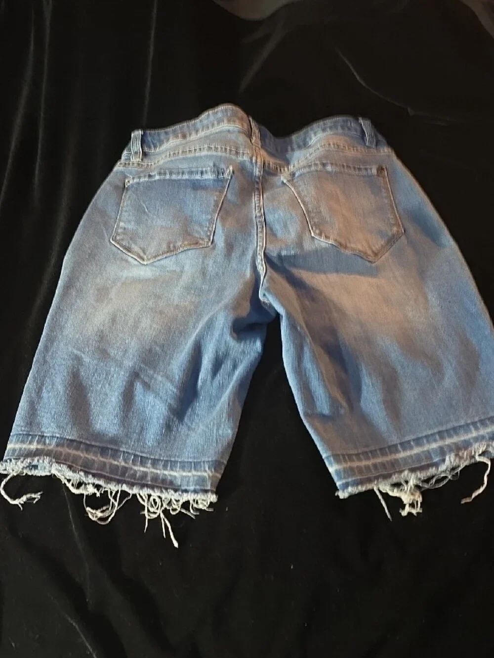 Kensie Light Blue Denim Shorts with Frayed Hem
